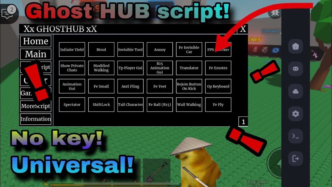 Ghost Hub Script Features