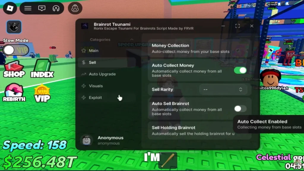 Escape Tsunami for Brainrots Script Interface